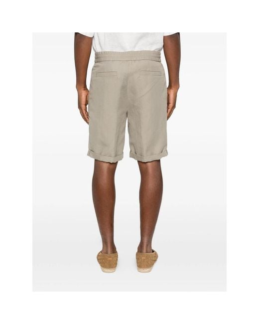 Brunello Cucinelli White Drawstring Pleated Shorts for men