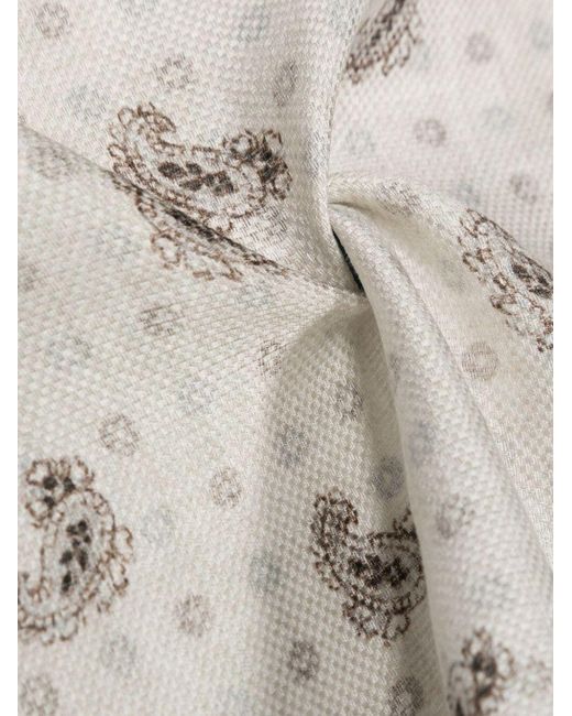 Brunello Cucinelli White Reversible Pocket Square for men