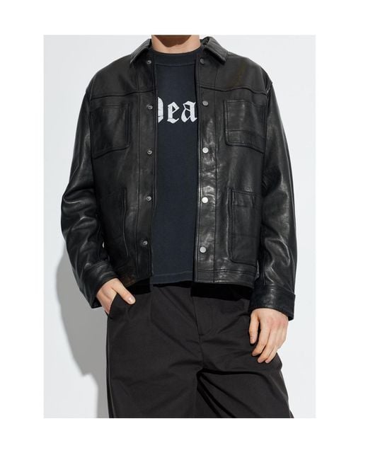 AllSaints Black Saxon Leather Jacket for men