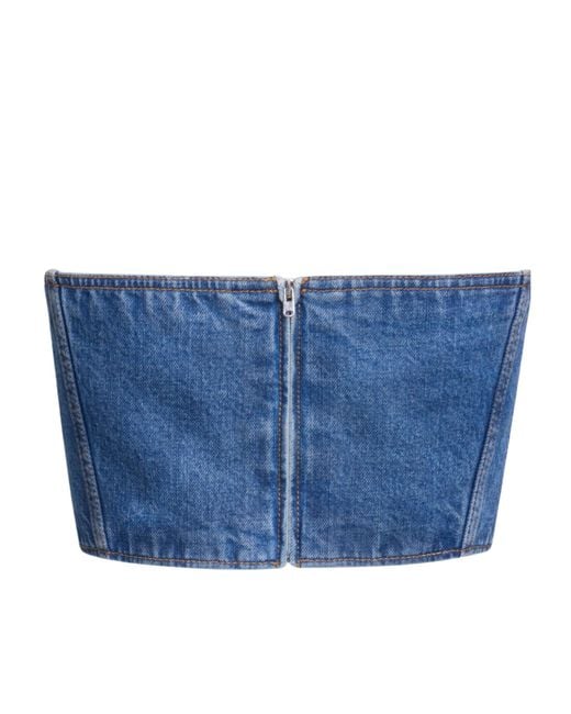 Alaïa Blue Alaïa Denim Bustier Top
