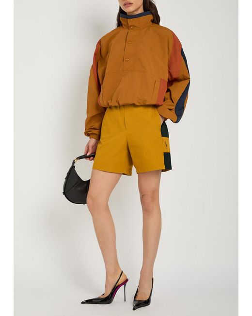 Saint Laurent Yellow Logo Panelled Cotton Shorts