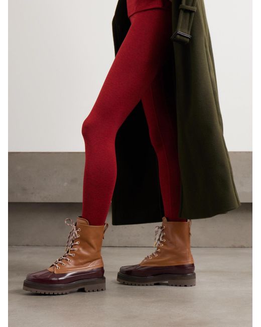 Varley Brown Color-Block Thick-Soled Lace-Up Boots