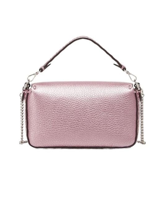 Fendi Pink Metallic Selleria Bag With 309 Hand-Sewn Topstitches