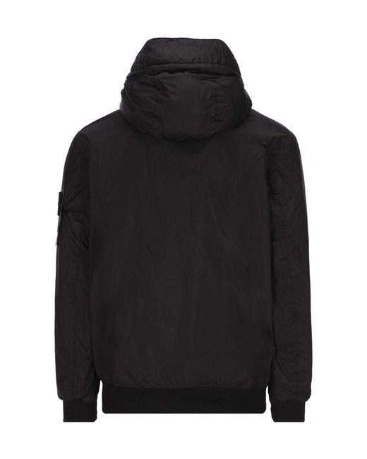Stone Island Black Compass-Patch Windbreaker Jacket for men