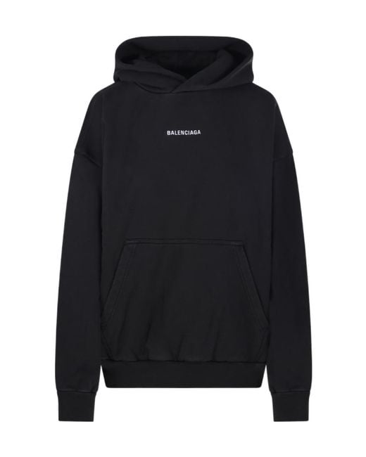 Balenciaga Black Logo Embroidered Medium-Fit Hoodie
