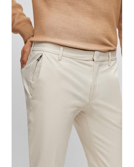 Boss Gray Boss Stretched Slim-Fit Trousers for men