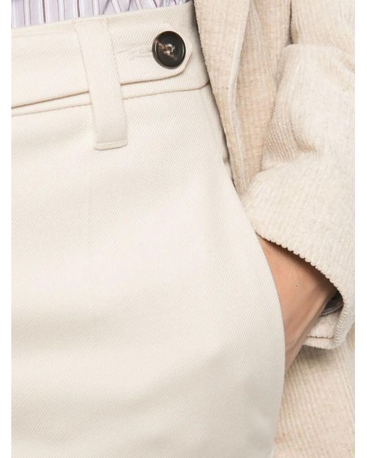 Brunello Cucinelli White Button-Fastening Slim-Fit Trousers