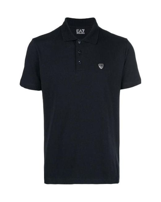EA7 Black Logo Polo Shirt for men