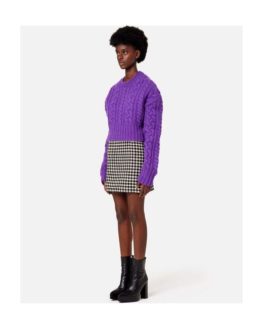 AMI Purple Ami Cable-Knit Cropped Jumper