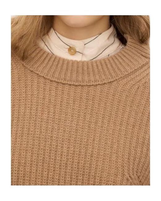 Chloé Natural Chloé Cropped Lace-Hem Knitted Sweater