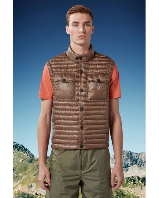 Moncler Brown Ollon Down Gilet for men