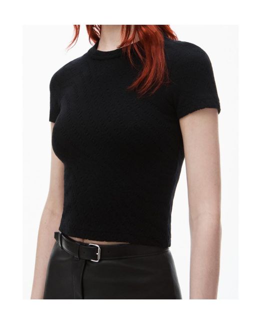 T By Alexander Wang Black Alexander Wang Logo Jacquard Crewneck Knit Top