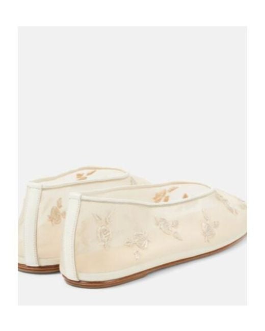 Magda Butrym White Embroidered Mesh Ballet Flats
