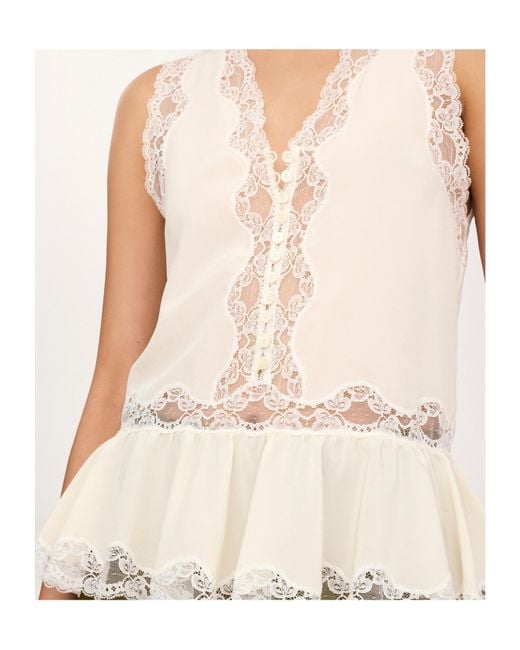 Chloé White Sleeveless Ruffled Top