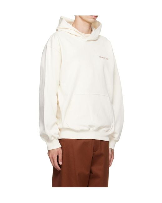 Helmut Lang White Long-Sleeved Hoodie for men