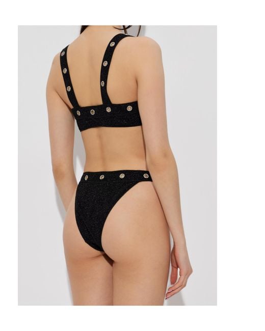 Oseree Black Oséree Grommet Bandeau Bikini Set