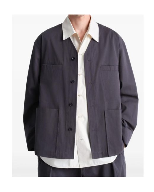 Lemaire Blue Collarless Overshirt for men