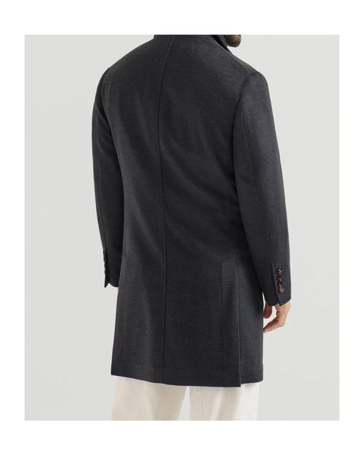 Brunello Cucinelli Black Single Breasted Long Sleeved Coat for men