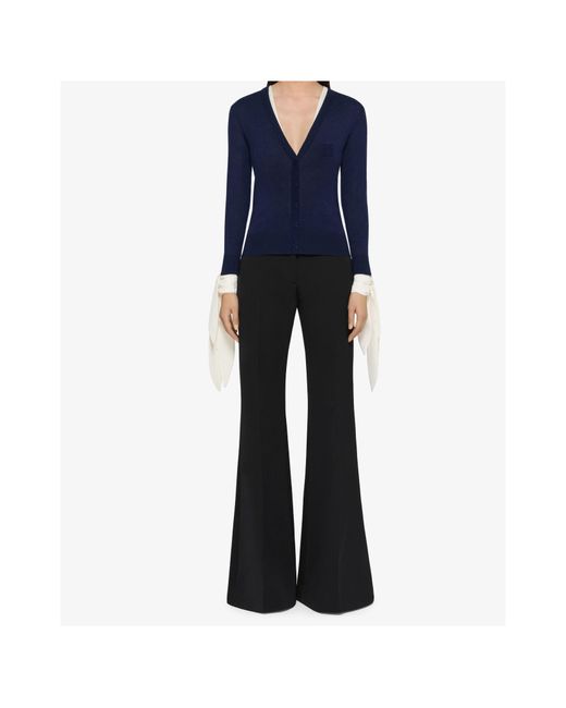 Givenchy Blue 4G Embroidered V-Neck Knitted Cardigan