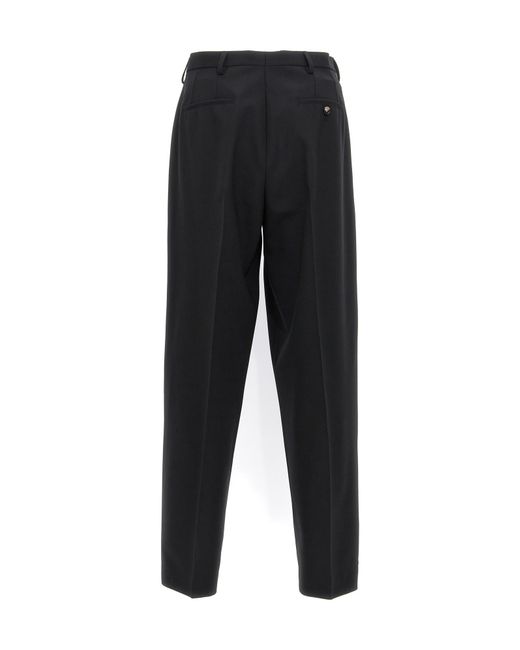 Marni Black Pleat Detailed Straight-Leg Trousers for men
