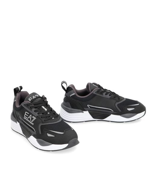 Emporio Armani Blue Logo Stamp Lace-Up Sneakers