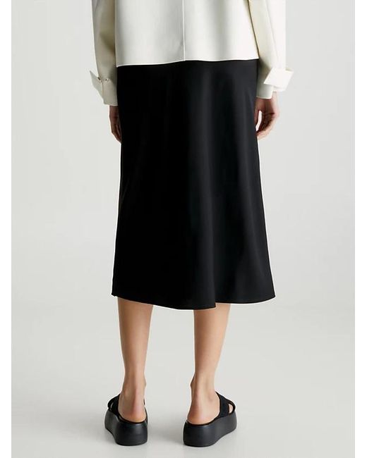 Calvin Klein Black Crepe Midi Skirt