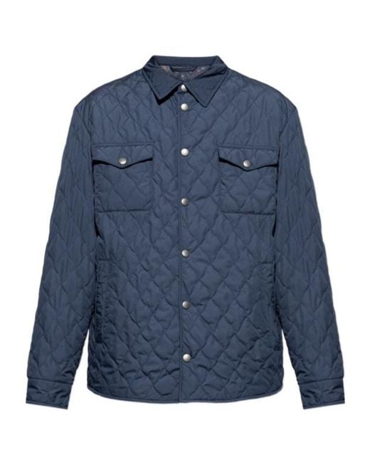 Etro Blue Quilted Snap-Button Jacket for men