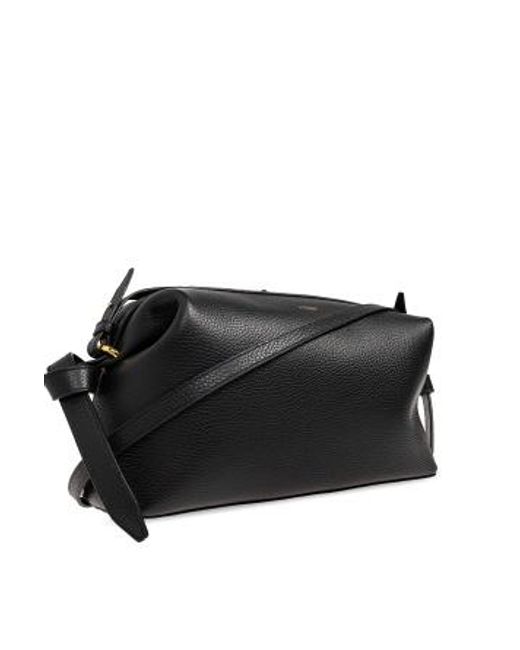 Yuzefi Black Brioche Grained Leather Shoulder Bag