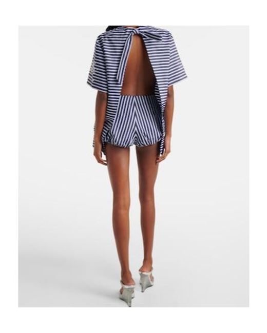 Rabanne Blue Embellished Striped Cotton Jersey T-Shirt