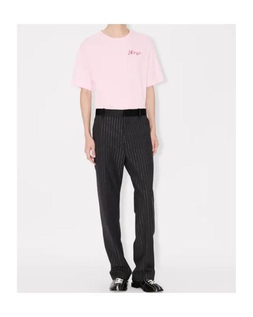 KENZO Pink Winter Holidays' Embroidred T-Shirt for men