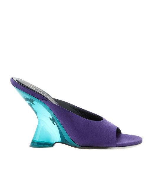 Dries Van Noten Blue Satin Wedge Sandals