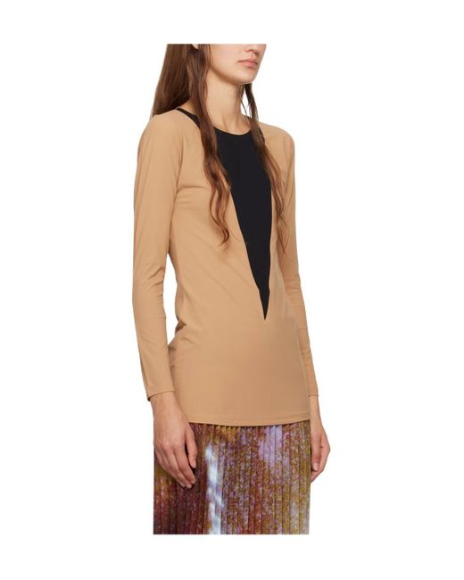 MM6 by Maison Margiela Red Triangle-Shape Long-Sleeve T-Shirt