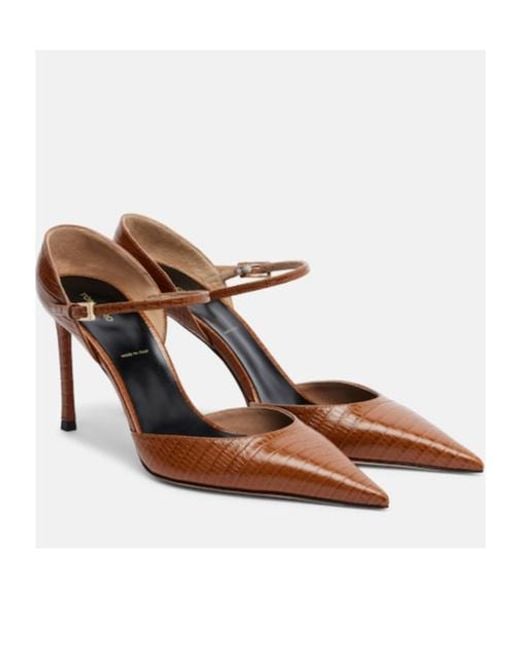Tom Ford Brown Vertigo Snake-Effect Leather Pumps