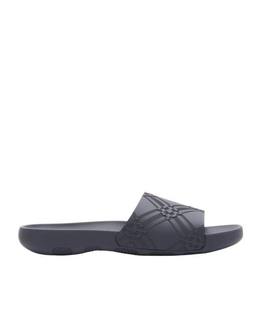 Burberry Blue Embossed Check Dive Slides for men