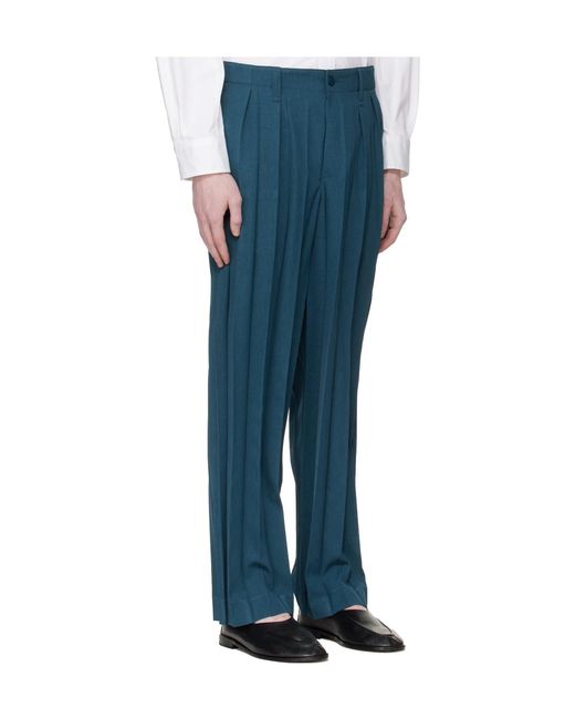 Homme Plissé Issey Miyake Blue Edge Pleated Trousers for men