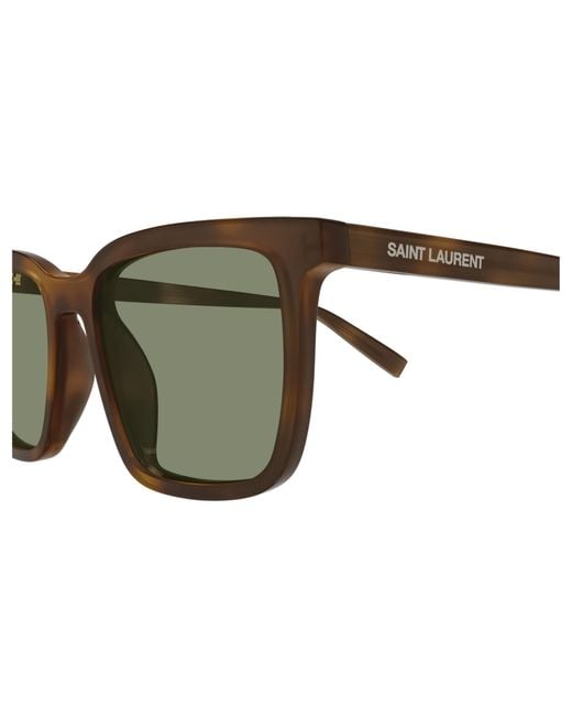 Saint Laurent Green Eyewear Square Frame Sunglasses for men