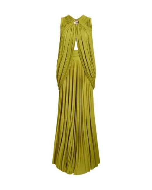 Proenza Schouler Green Bari Embellished Draped Gauze-Jersey Top And Maxi Skirt Set