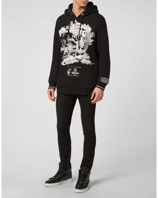 Philipp Plein Black Printed Sweater for men