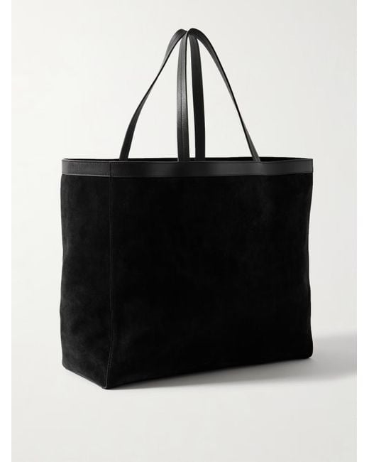 Nili Lotan Black Loren Leather-Trimmed Suede Tote