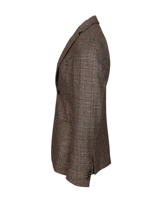 Zegna Brown Checked Two-Button Jacket for men