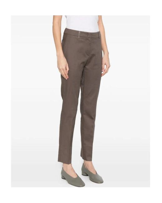 Peserico Brown High-Waist Straight-Leg Pants