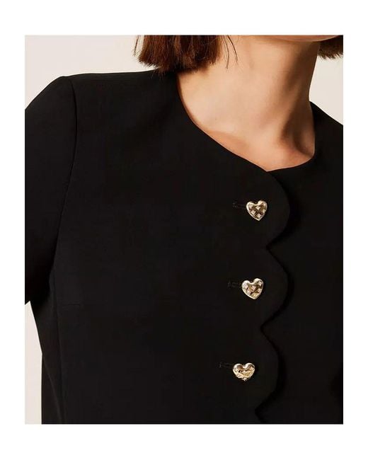 Twinset Black Button-Front Long-Sleeve Casual Jacket