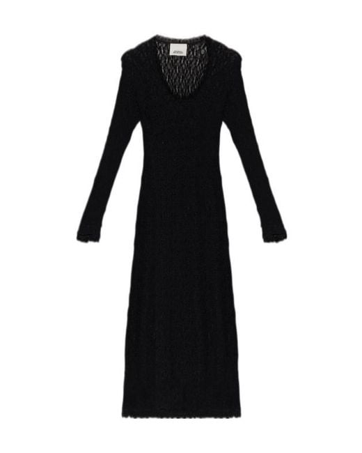 Isabel Marant Black Round Neck Long Sleeve Dress