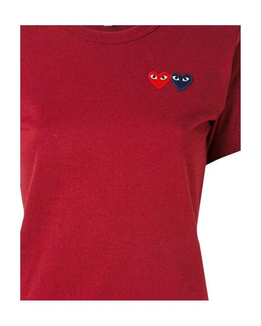 COMME DES GARÇONS PLAY Red Comme Des Garçons Play Double Heart Crewneck T-Shirt