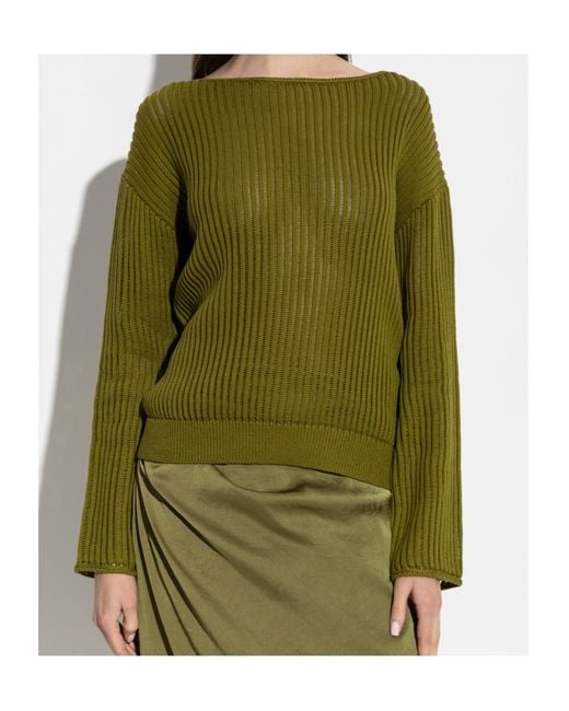 Theory Green Boat Neck Knit Jumper