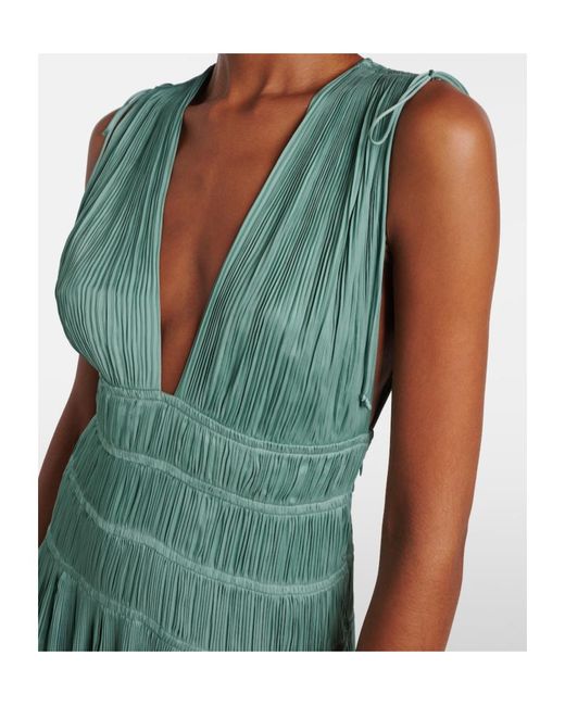 Ulla Johnson Green Tasneem Satin Plissé Gown