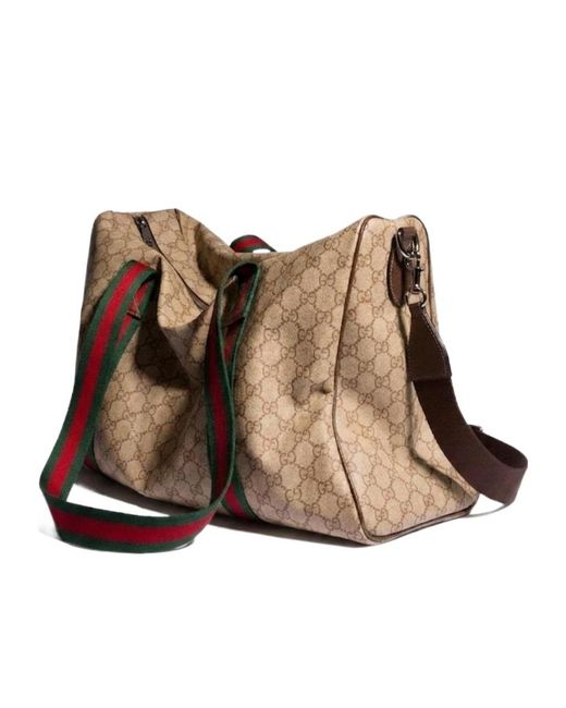 Gucci Brown Medium Duffle Bag With Web