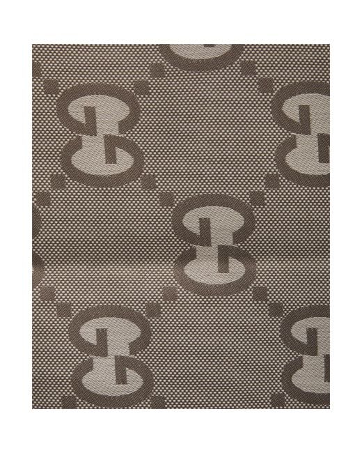 Gucci Natural Gg Jacquard Fringed Scarf