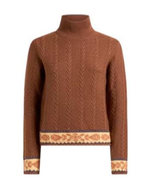 Etro Brown Cable-Knit Patterned Sweater