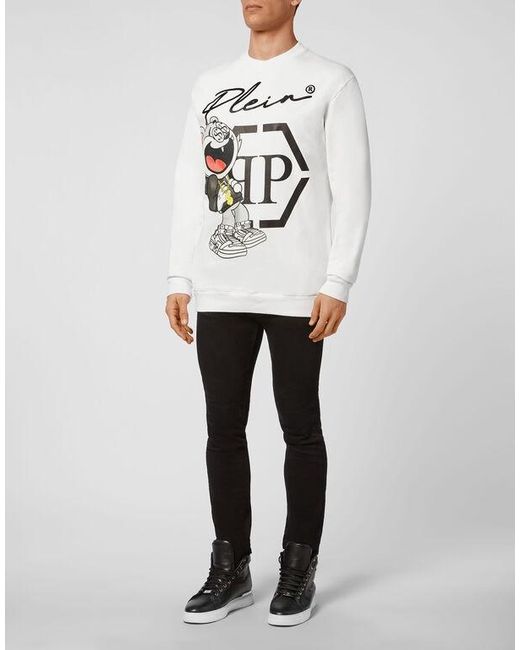 Philipp Plein White Printed Sweater for men
